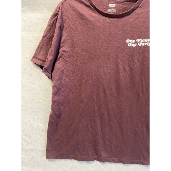 Levi’s GRAPHIC CREWNECK TEE SHIRT Burgundy One Planet One Party Large - Picture 3 of 14